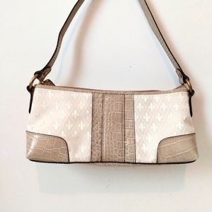 Liz Claiborne Beige Fabric Faux Leather Bagget Bag
